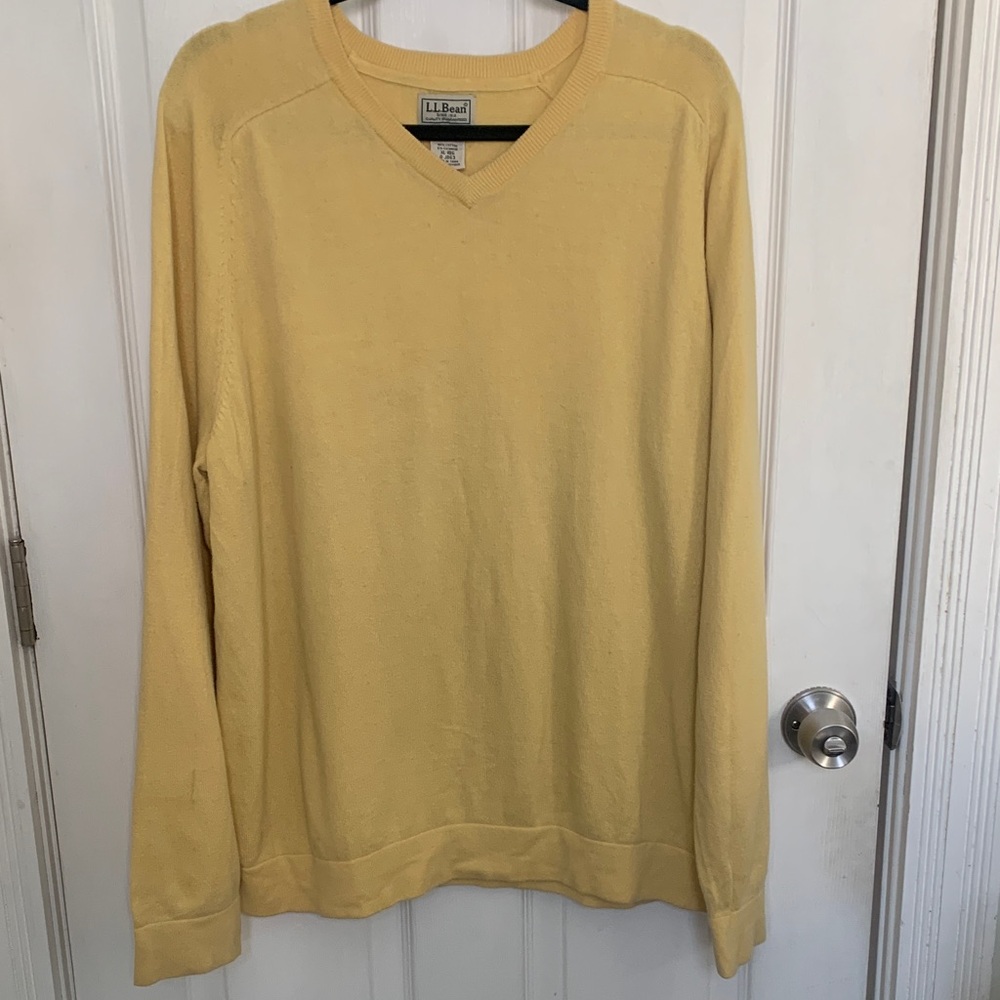 L.L. Bean Men's V-Neck Sweater in Soft Yellow